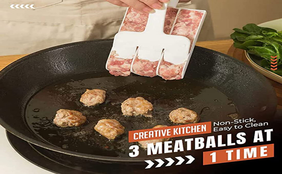 Creative Kitchen Triple Meatball Maker,2023 NEW Meat Baller