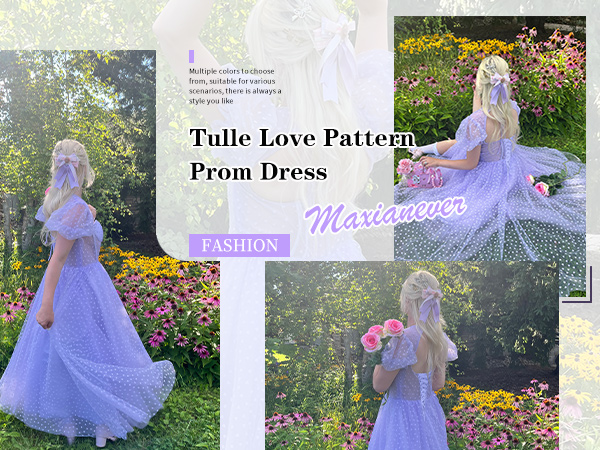 Amazon.com: Maxianever Puffy Sleeves Heart Tulle Prom