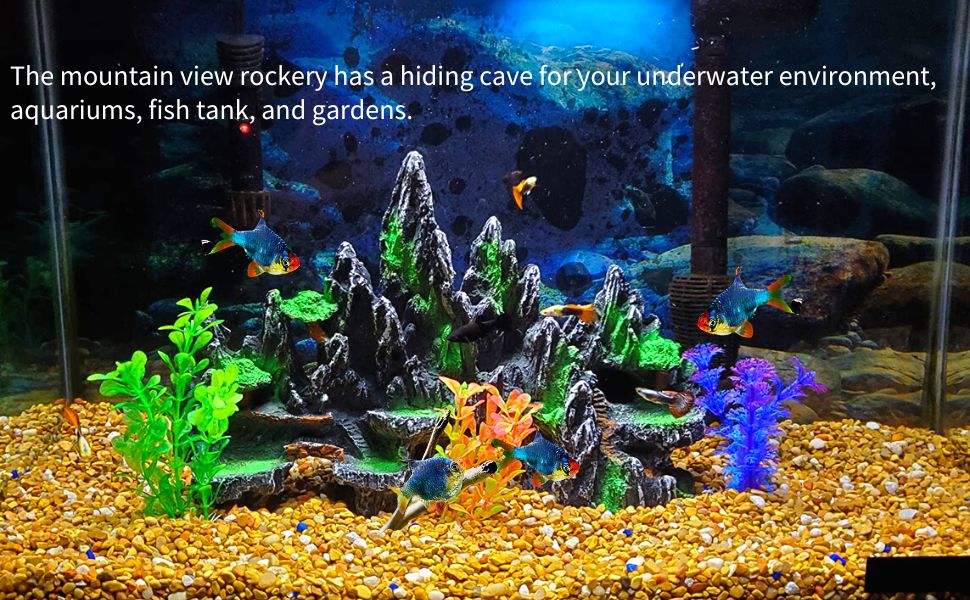Mairuker Large Fish Tank Decorations Mountain View Aquarium