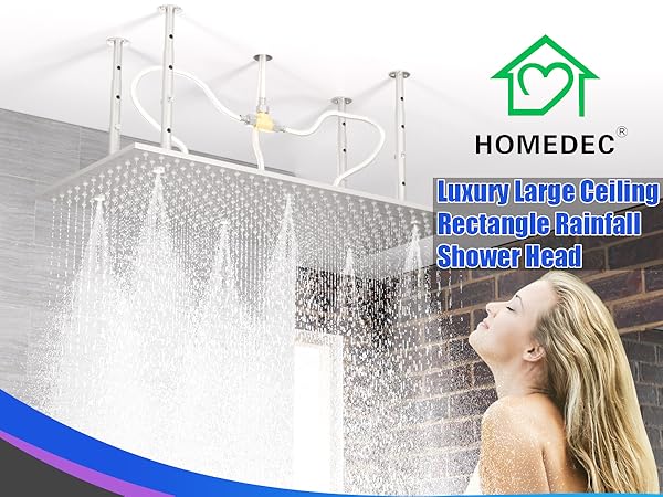 HOMEDEC 2-Functions Luxury High Pressure Rain Shower Head