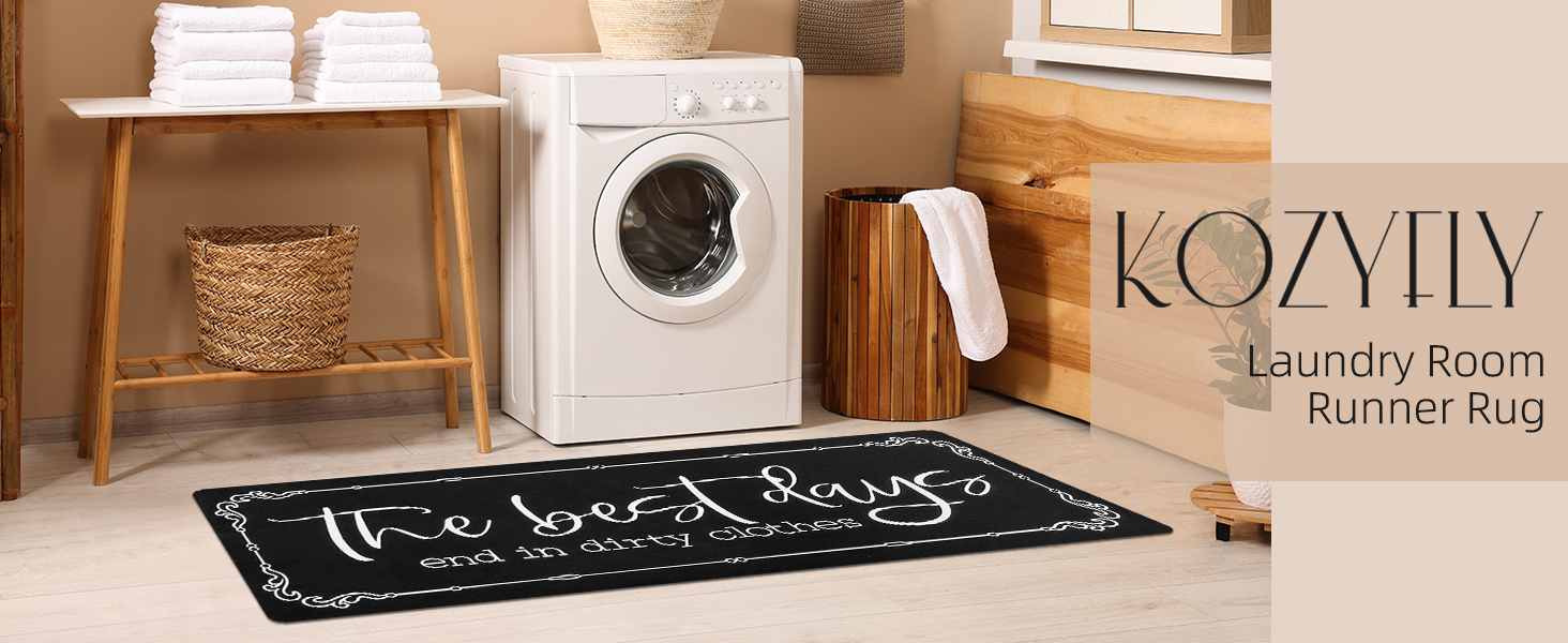 KOZYFLY Laundry Room Rug Runner 20"x48" Non Slip Laundry