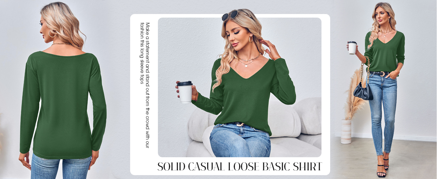 solid casial loose fit basic shirts
