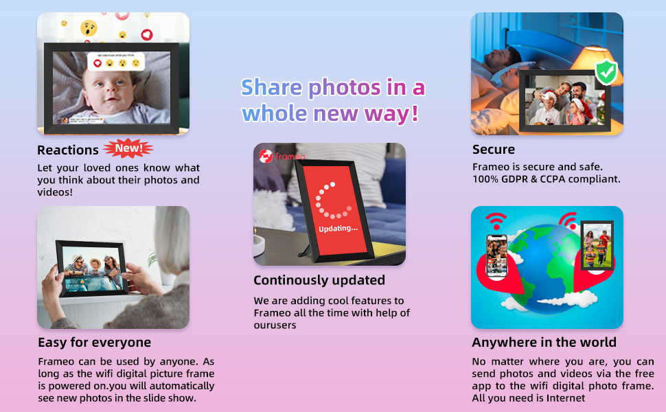 FRAMEO WiFi Smart 10.1 inch Digital Picture Frame