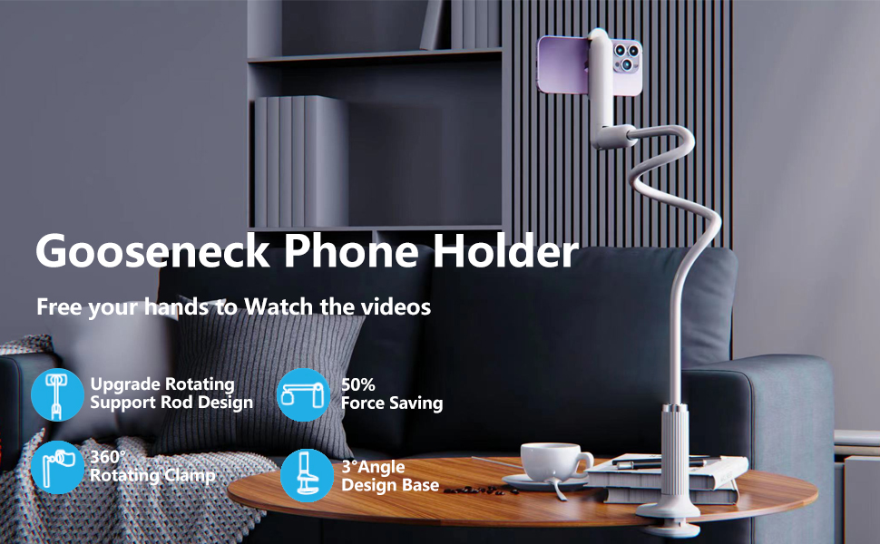 Moxamo Gooseneck Phone Holder for Bed, Newly Upgraded 900