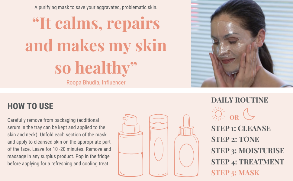 calms and repairs skin, healthy skin