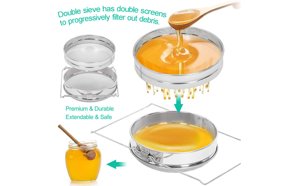 NIZEFEI Stainless Steel Honey Strainer Double Sieve