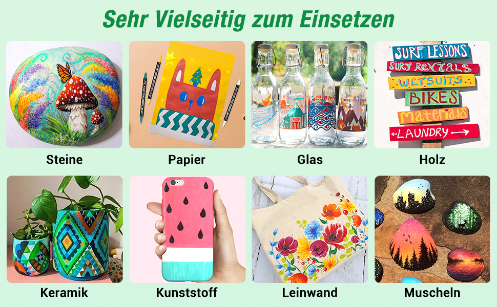 AOSUCO Acrylstifte für Steine Wasserfest, 24 Dual Tip Steine zum ...