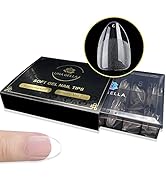 UNA GELLA Soft Gel Short Almond Nails Tips | 600 Pre-Filed Almond Press-Ons | 12 Sizes Full Cover...