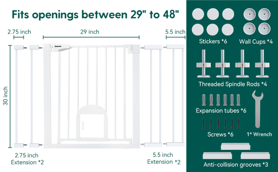 Babelio 2948" Extra Wide Baby Gate with Adjustable Cat