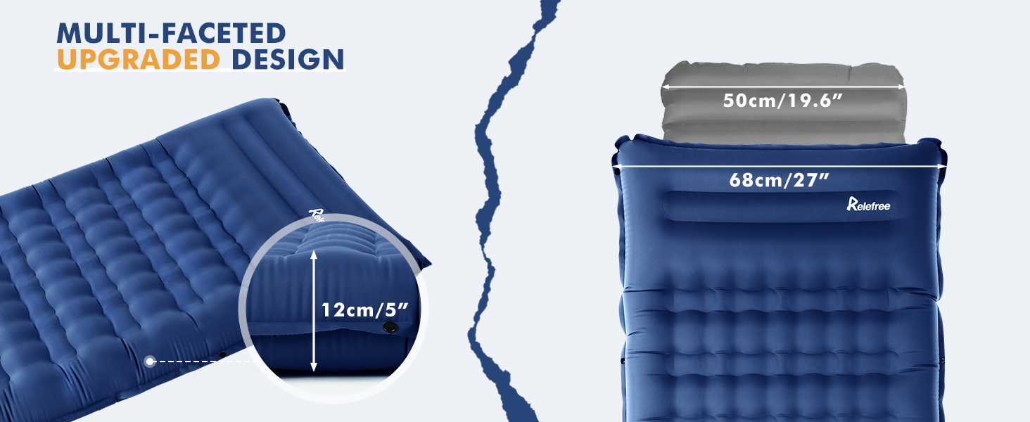 Camping Sleeping Pad Relefree 12CM UltraThick Inflatable Mattress