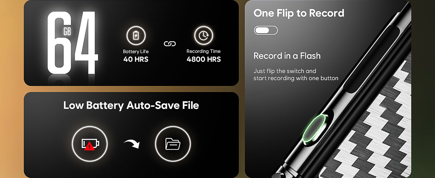 64GB 4800 Hours Voice Activated Recorder