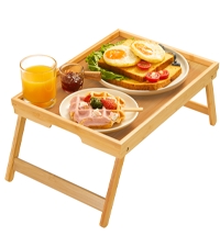 Bamboo Bed Tray Table with Foldable Leg