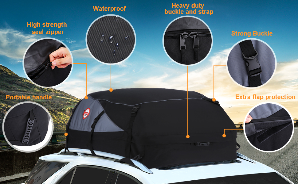 Sailnovo Rooftop Cargo Carrier, Car Roof Bag 20 Cubic Feet