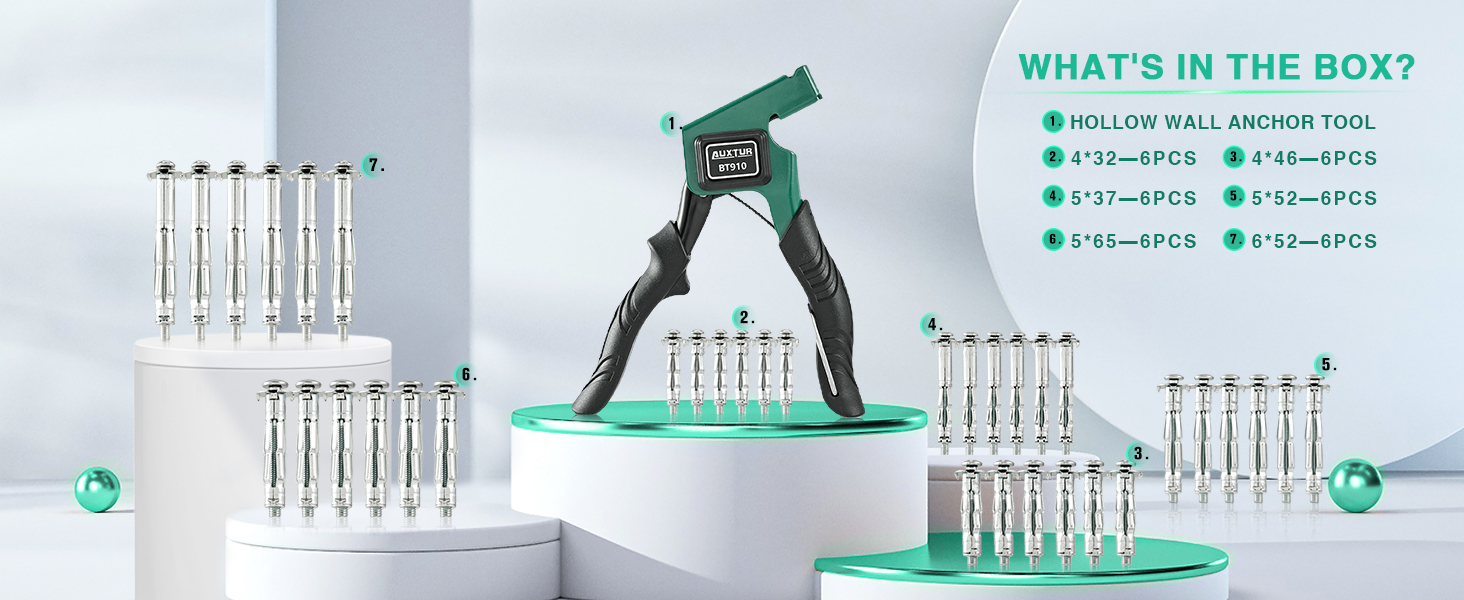 AUXTUR Molly Bolts for Drywall Plaster Walls, Hollow Wall Anchors Heavy