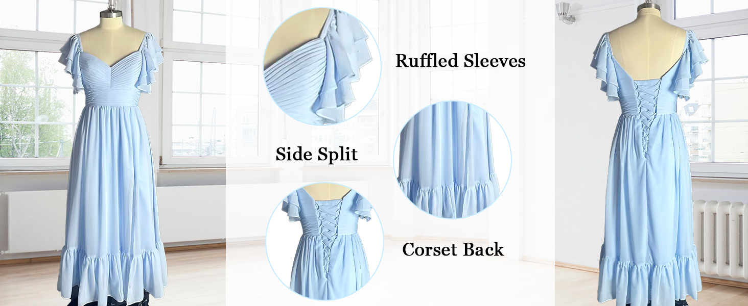 KBWOV Chiffon Bridesmaid Dresses for Women with Slit