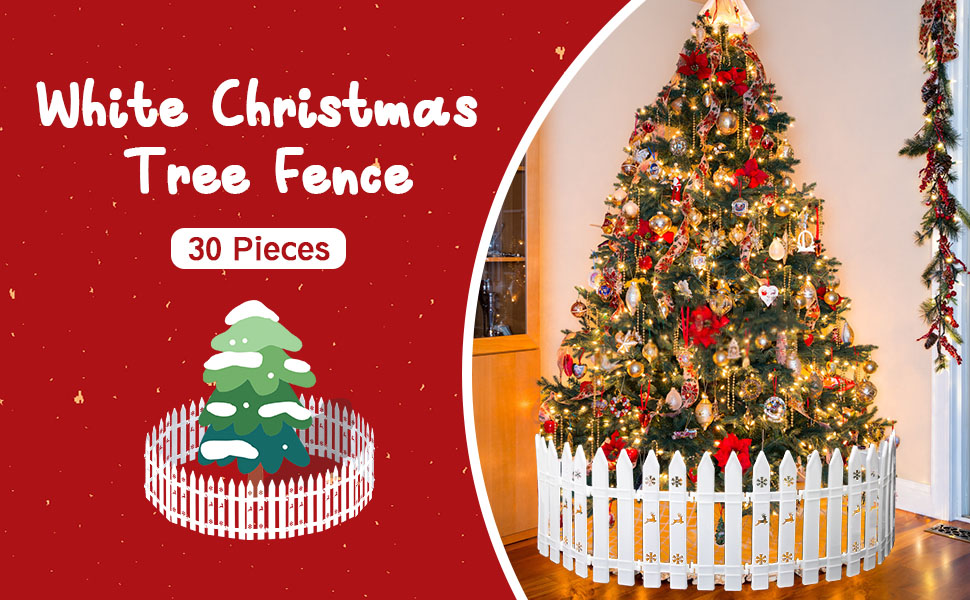Auksay Christmas Tree Fence 30 Pieces White Thick