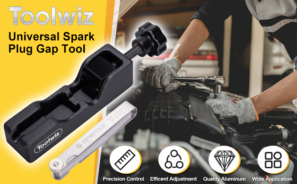 Toolwiz Spark Plug Gap Tool with 32 Blade Steel Feeler