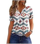 Aztec Print T Shirts Women Western Tribal Ethnic Style Short Sleeved Shirt Country Concert Tops C...