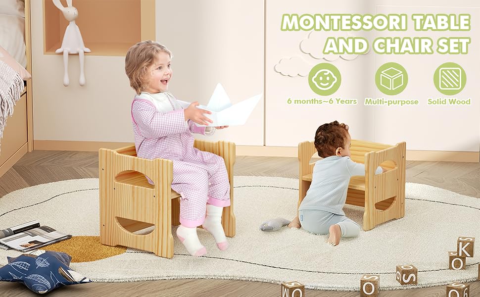 NOVGOBHOT Montessori Weaning Table and Chair Set, Toddler