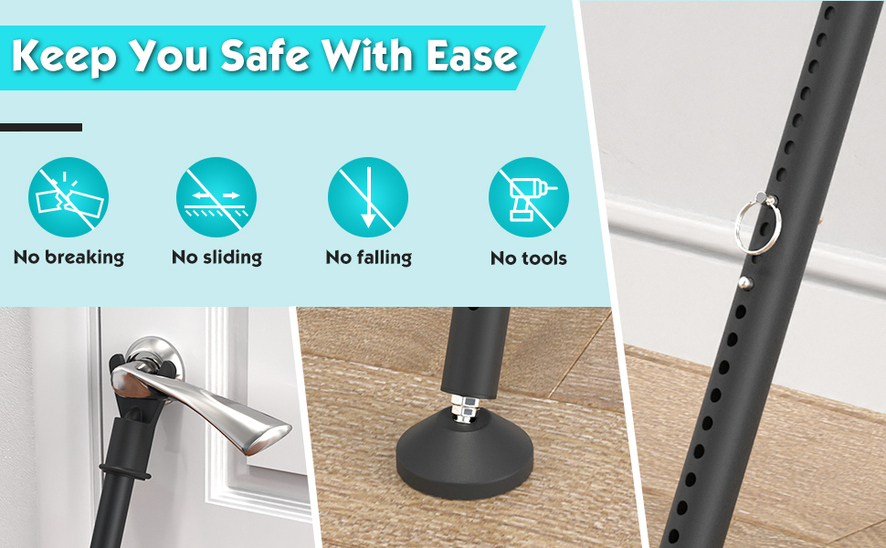 Door Security Bar Adjustable,19 to 52 Inch,2Pack 3 In 1 Door Stoppers