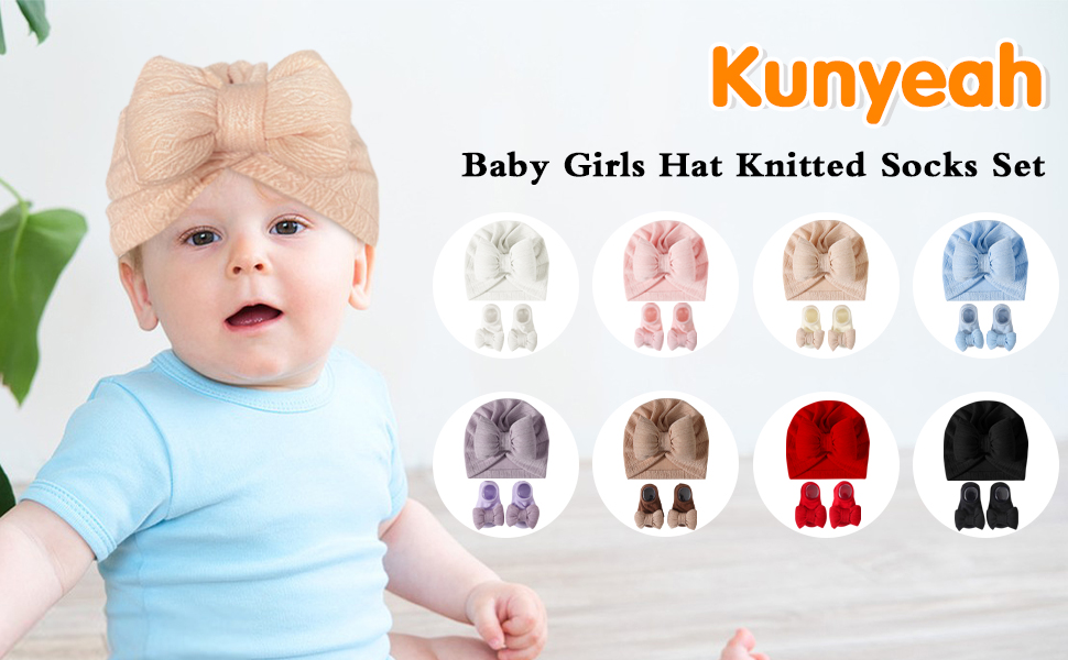Baby Girls Hat Knitted Socks Set