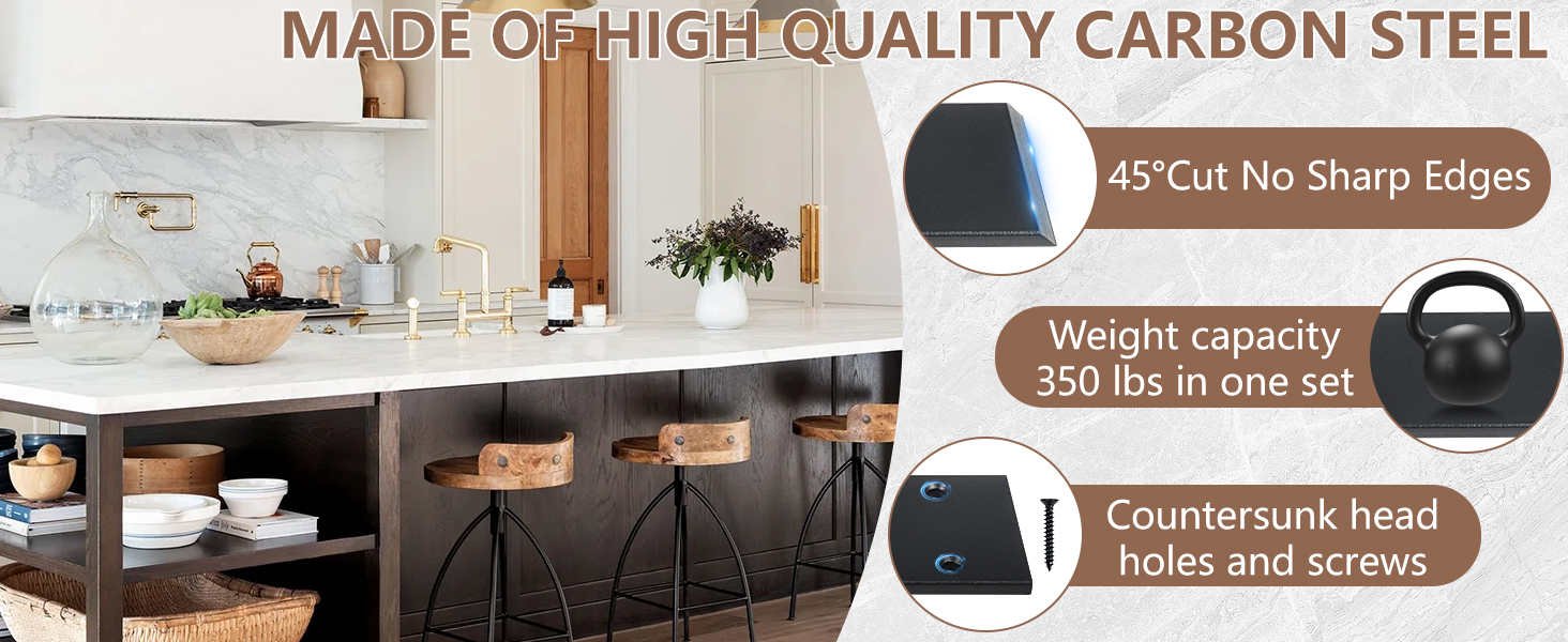 LCGP Countertop Support Brackets,3 Piece 15" Solid Heavy