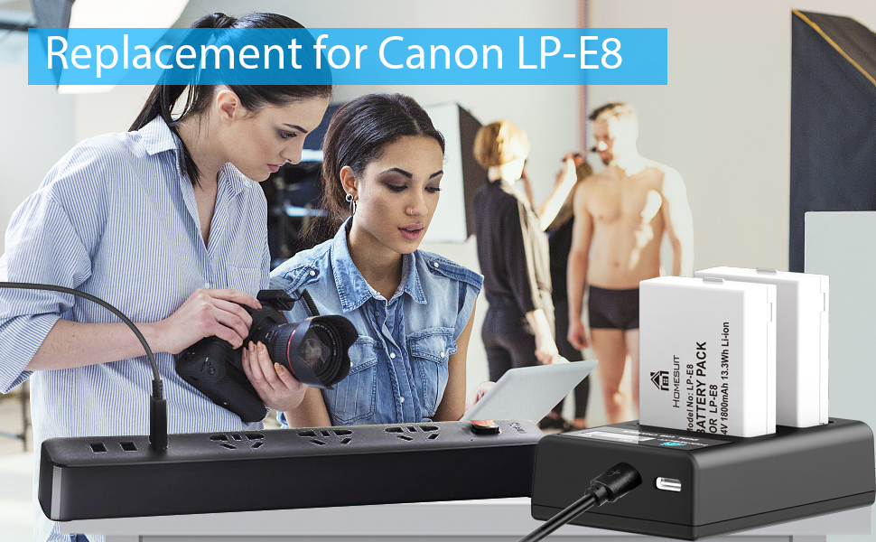 Homesuit LP-E8 Battery and USB LCD Dual Charger Kit for Canon Canon EOS ...