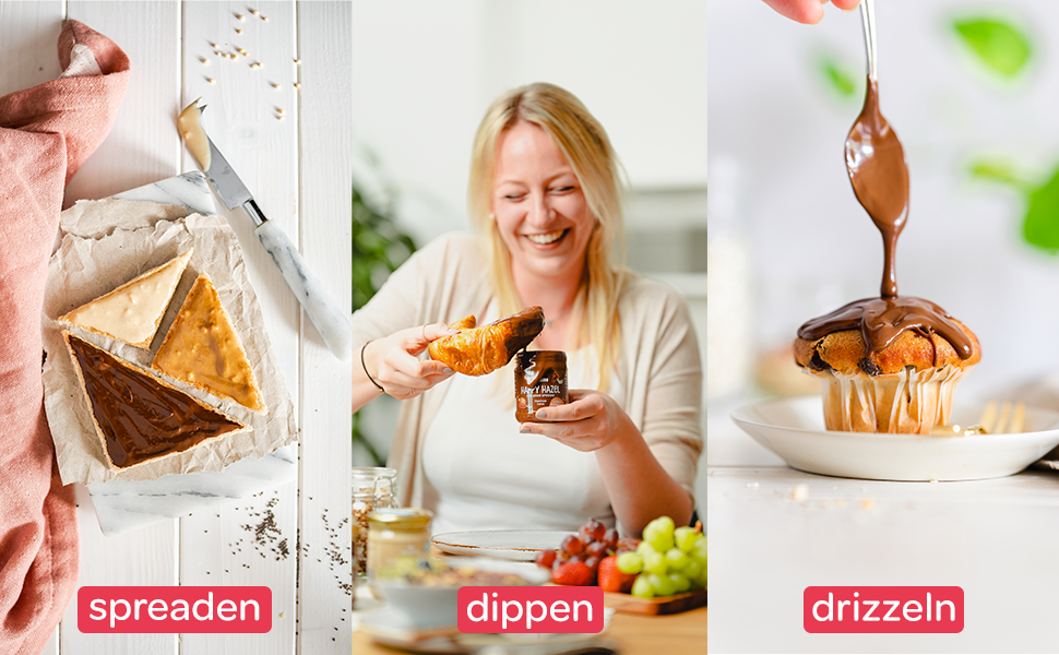 spreaden, dippen, drizzeln