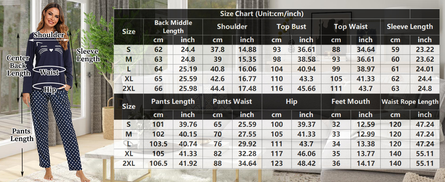 Pijamas para Mujer de Invierno de Algodón