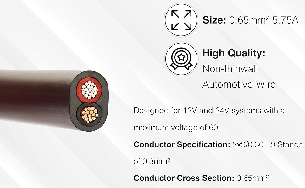 nonthinwall cable 2 core flat