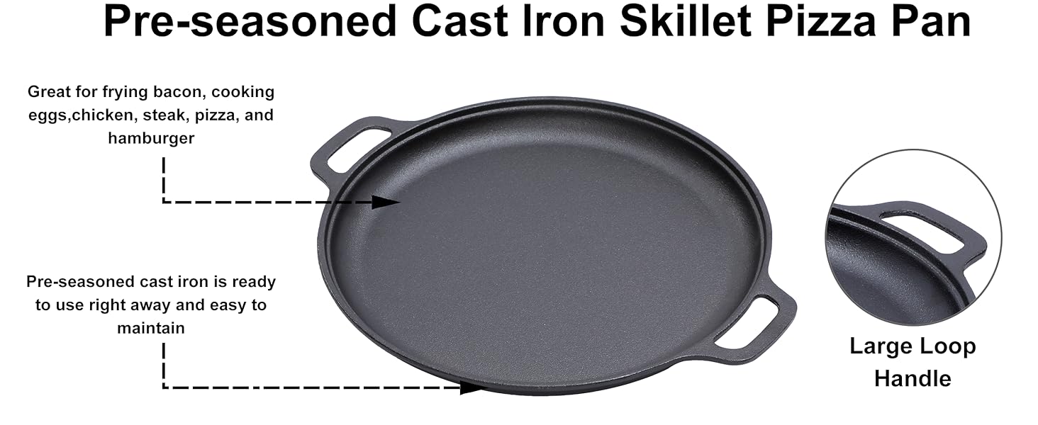 12-Inch Cast Iron Pizza Griddle Pan
