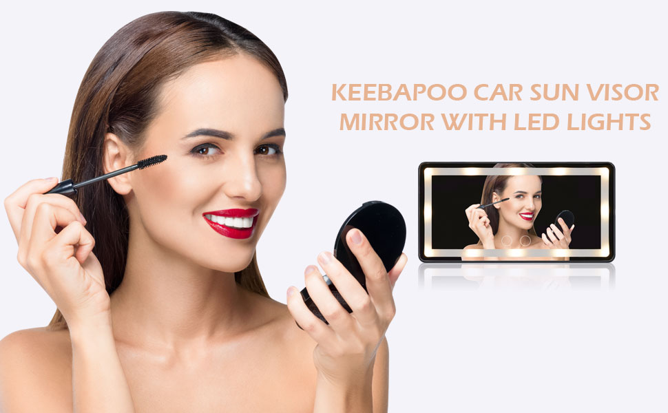 Car Visor Vanity Mirror with Lights, KEEBAPOO Car LED