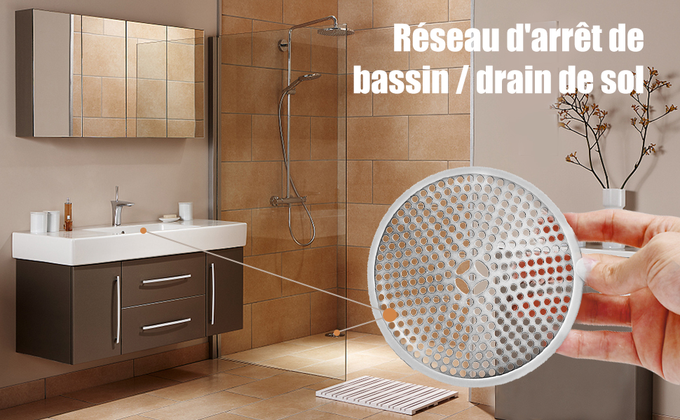 Drain de Douche en Acier Inoxydable Filtre pour Bonde de Douche Filtre de Cheveux Antirouille