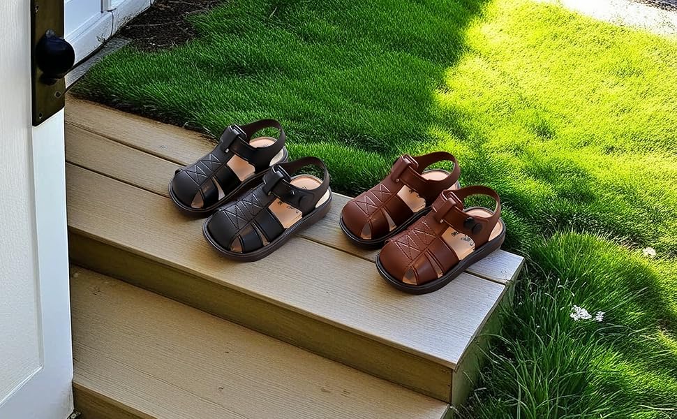 boys sandals non-slip toddler beach shoes adjustable straps comfortable waterproof summer kids