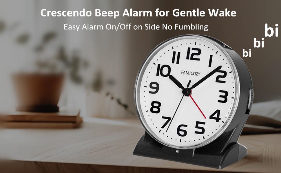 ascending alarm black clock