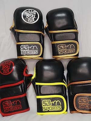 UFC グローブ　オープンフィンガー　ゴールド Amazon | S3 sports 本革 オープンフィンガーグローブ 空手・MMA