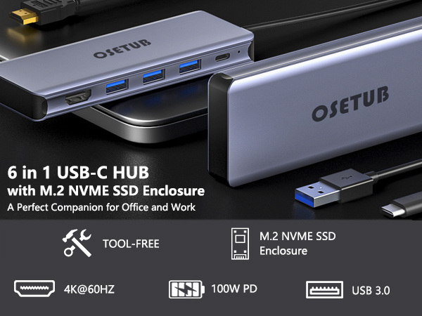 Amazon.com: USB C Hub M.2 NVMe SSD Enclosure, 6 in 1 USB C