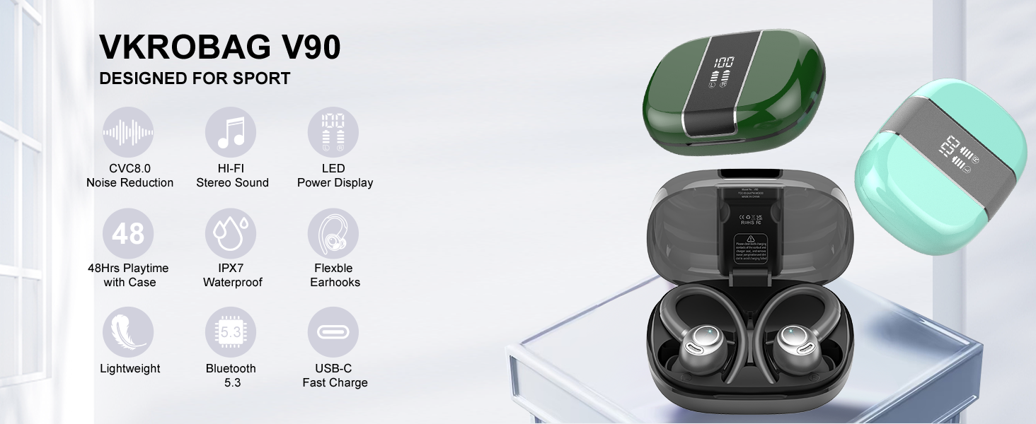 Wireless Earbuds Bluetooth 5.3 Headphones Sports
