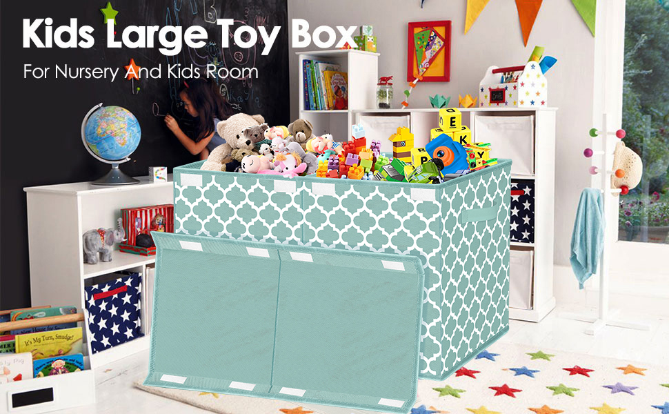 VERONLY Toy Storage Boxes Large Kids Chest with Lid, Foldable Fabric