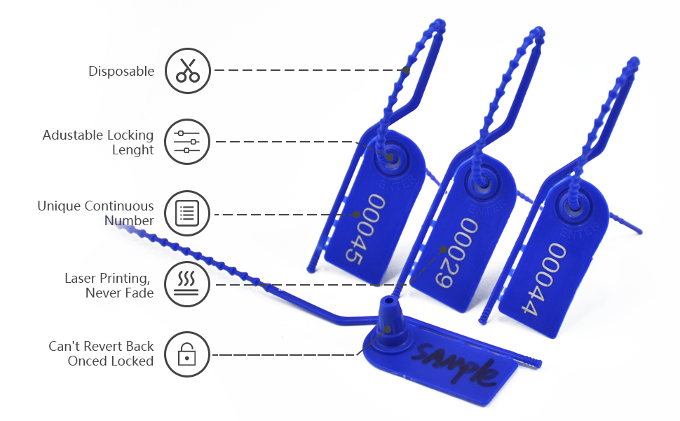 100 Numbered Plastic Security Seals Tamper Proof Tags Pull