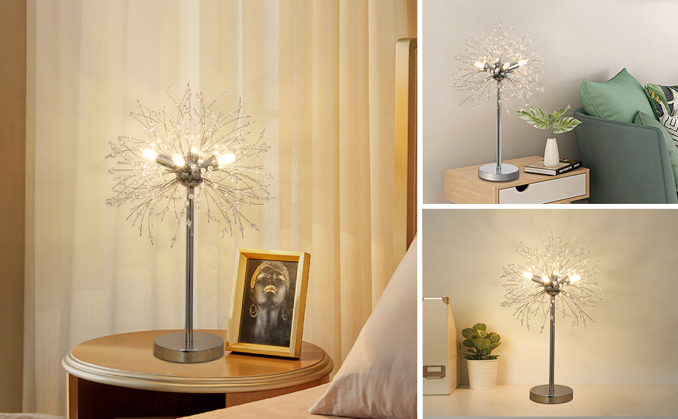 Touch Control Crystal Table Lamp Set of 2, 3Way Dimmable Bedside Touch