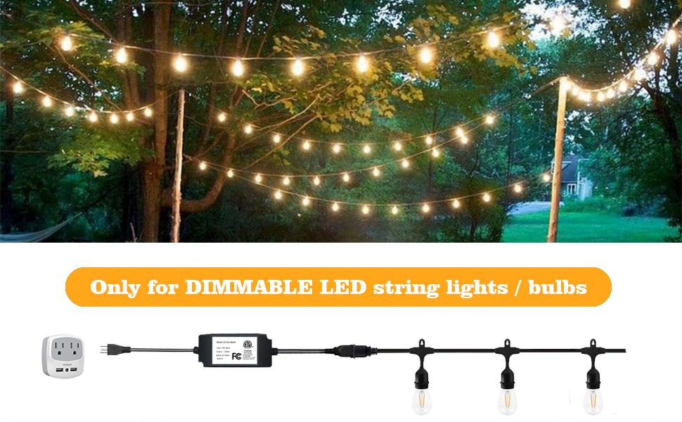 Banord Outdoor Dimmer, Max. 360W Plugin Dimmer Switch for LED String