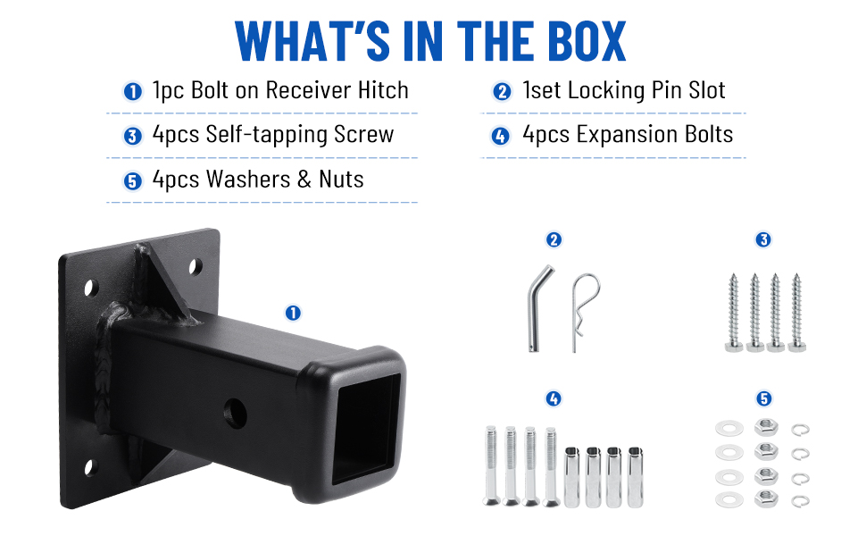 SPARKWHIZ Bolt on Hitch Receiver Tube 2 Inch Hitch Wall Mounted, Hitch Mount Bike