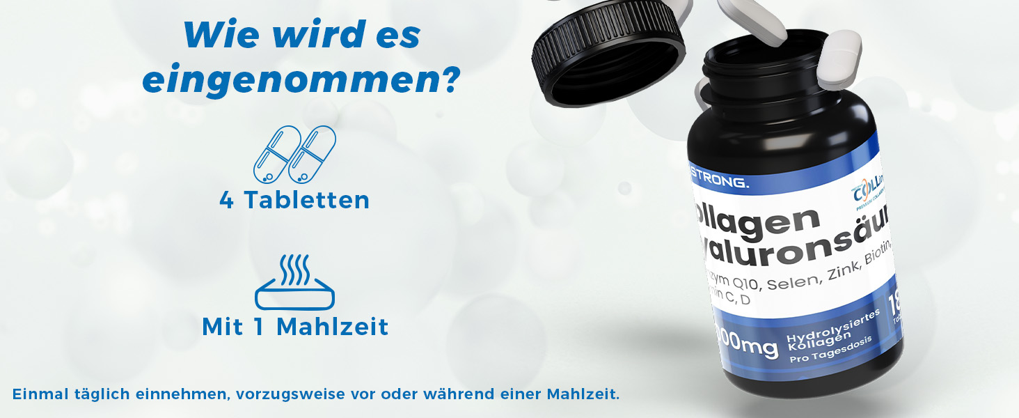 kollagen-präparate (kollagen komplex) 4 Tabletten pro Tag mit Kollagenpulver