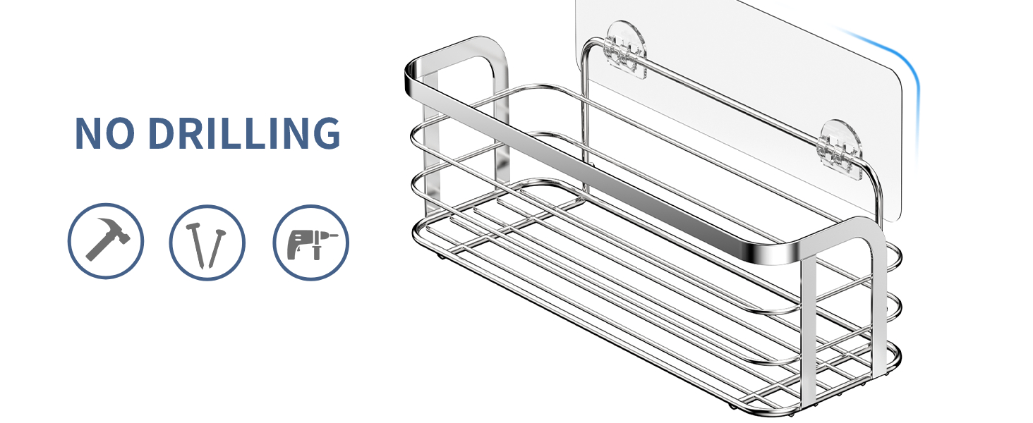 Avoalre Shower Shelf Adhesive With Hook Rustproof Shower Caddy Bathroom