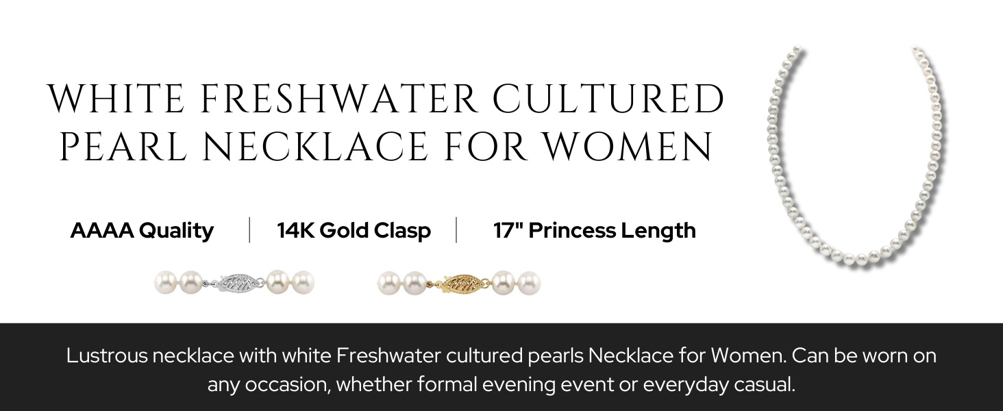 White Freshwater Cultured Pearl Necklace for Women