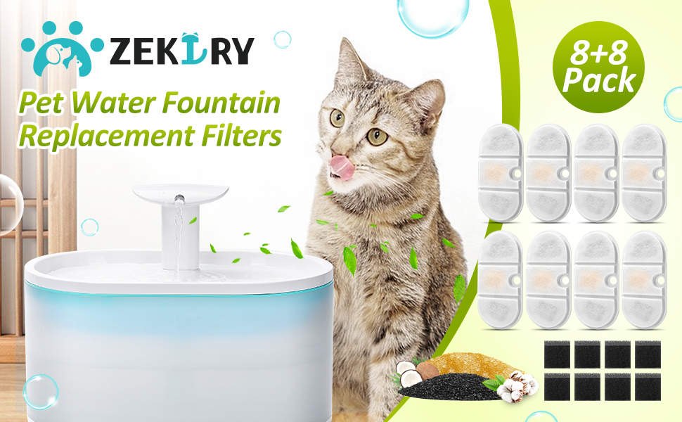 8 Pack Replacement Filters for Capsule Cat Water Fountain