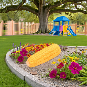 A vibrant green field with the product lying in the grass.