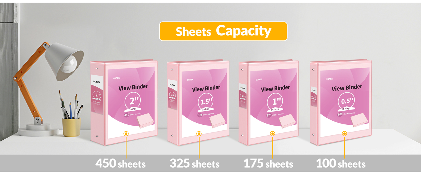 SUNEE 3 Ring Binder 1.5 Inch 4 Pack, Clear View Binder