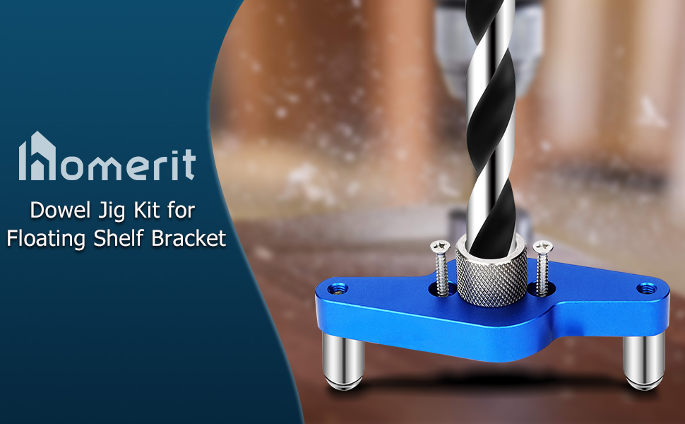 Dowel Jig Kit for Floating Shelf Mount with 1/2" x 9.8'' Drill Bits
